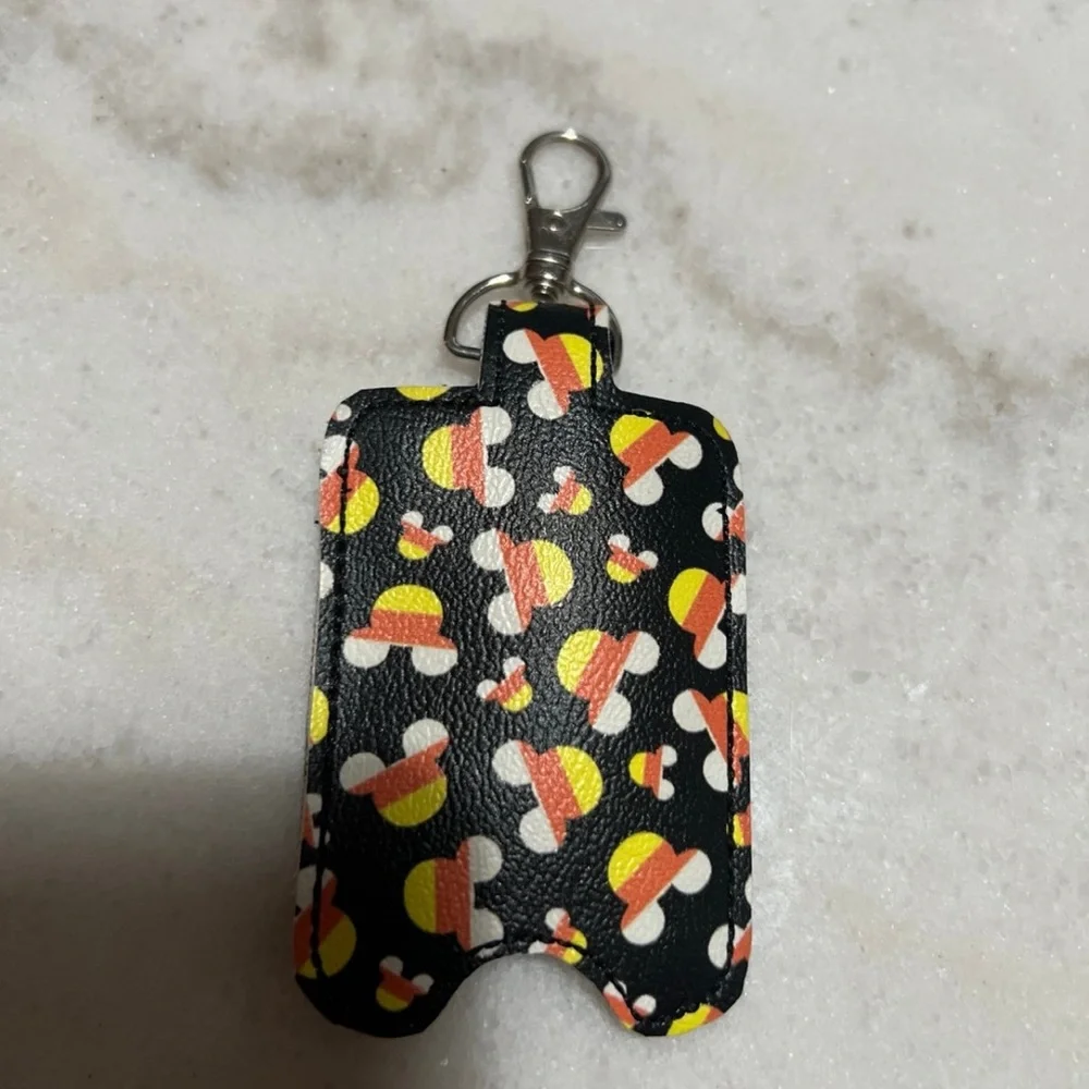 Black Mikey Candy Corn Pattern Keychain hand sanitizer Holder